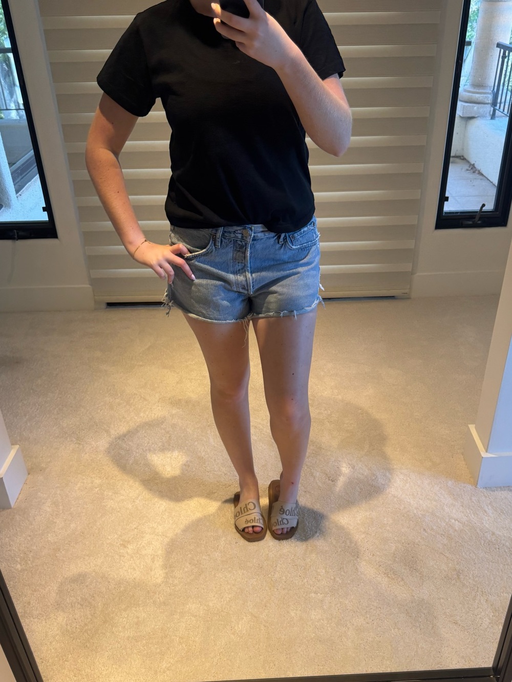 AGOLDE Light Blue Denim Cutoff Shorts